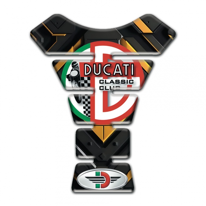 Ducati Tank Pad Motorbike Black Yellow Base Style Classic Club logo 
