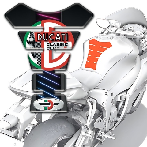 Ducati Tank Protector Neon Lines Design with Green Red Logo 