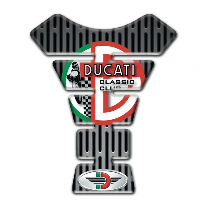 Ducati Tank Guard Pads Gray Ornament Base and Classic Club Logo 