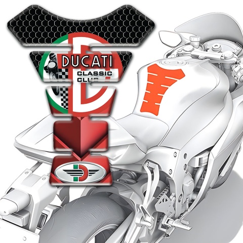 Ducati Tank Pad Protector Red Black Base Classic Club Style 