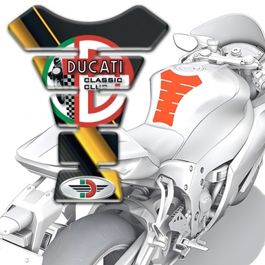 Ducati Tank Pad Motorbike Diagonal Yellow Tape Base Style 