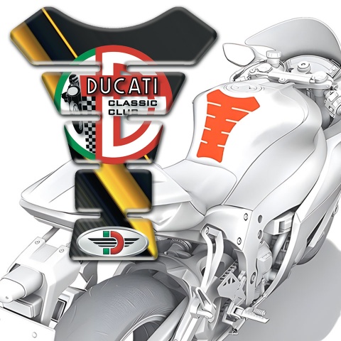 Ducati Tank Pad Motorbike Diagonal Yellow Tape Base Style 