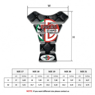 Ducati Tank Pad Protector Black Leather Effect and Classic Club Logo Style 