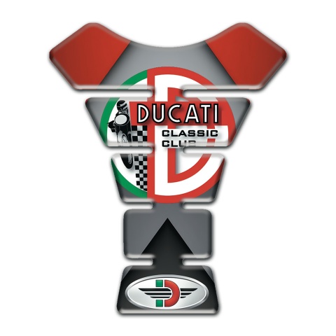 Ducati Tank Fuse Gray Red Base and Red Green Logo Design 