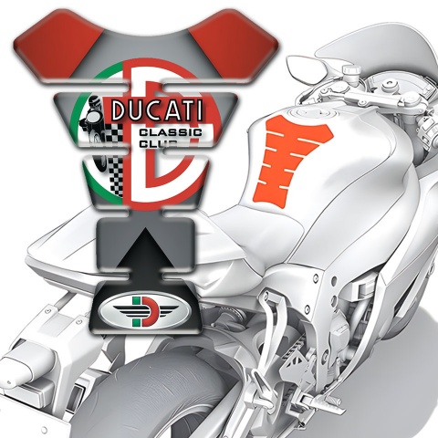 Ducati Tank Fuse Gray Red Base and Red Green Logo Design 