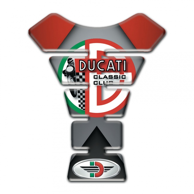 Ducati Tank Fuse Gray Red Base and Red Green Logo Design 