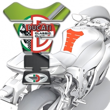 Ducati Tank Pad Motorbike Green Black Base Classic Club Logo 