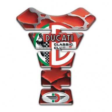 Ducati Tank Pad Protector Red Clouds Base Effect with Classic Club Logo 