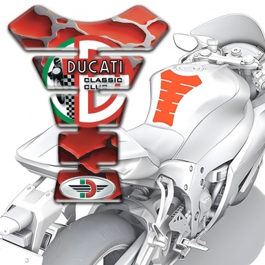 Ducati Tank Pad Protector Red Clouds Base Effect with Classic Club Logo 