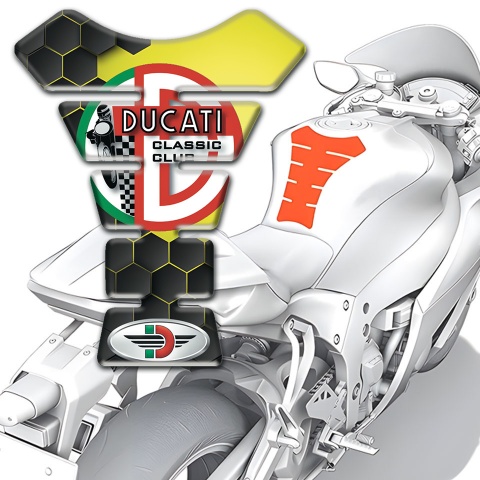 Ducati Tank Protector Yellow Motif Design Classic Club Logo