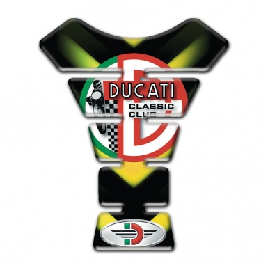 Ducati Tank Guard Pads Green Yellow Lights Effect Base with Classic Club Logo 