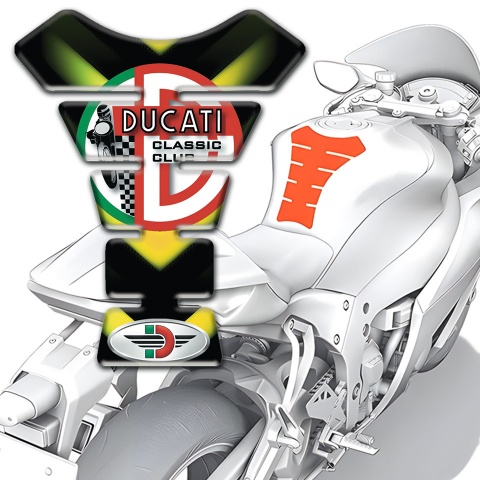Ducati Tank Guard Pads Green Yellow Lights Effect Base with Classic Club Logo 