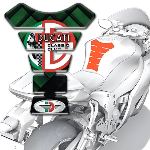 Ducati Tank Pad Motorbike Dark Green Parts Design Classic Club Style 
