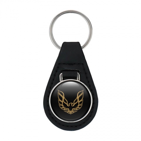 Pontiac Firebird Key Fob Leather Black Yellow Logo