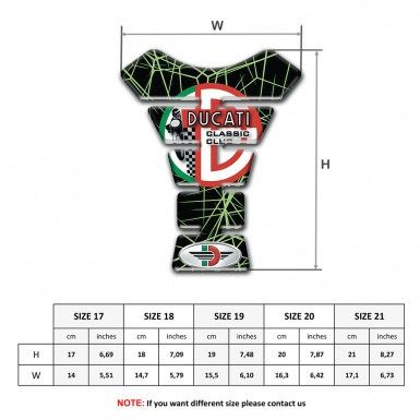 Ducati Tank Fuse Green Spider Web Print and Classic Club Logo 