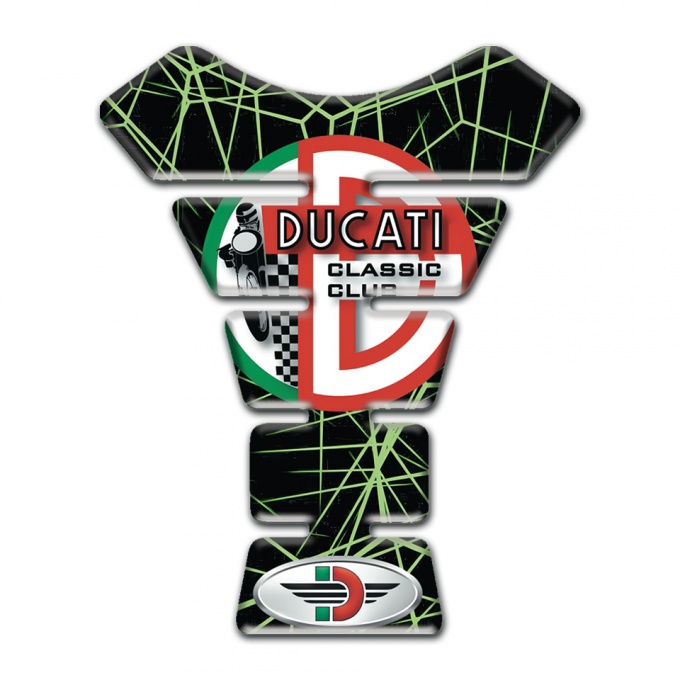 Ducati Tank Fuse Green Spider Web Print and Classic Club Logo 