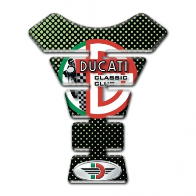 Ducati Tank Pad Motorbike Green Dots Print Base Classic Club Style 