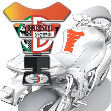 Ducati Tank Protector Black Orange Base Style ReD Green Logo 