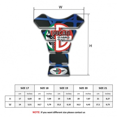 Ducati Tank Pad Motorbike Black Blue Base with Red Green Logo 