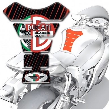 Ducati Tank Protector Black Base with Red Blue Stripes Design 