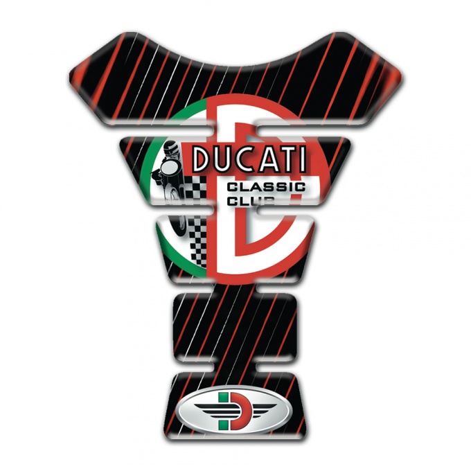 Ducati Tank Protector Black Base with Red Blue Stripes Design 