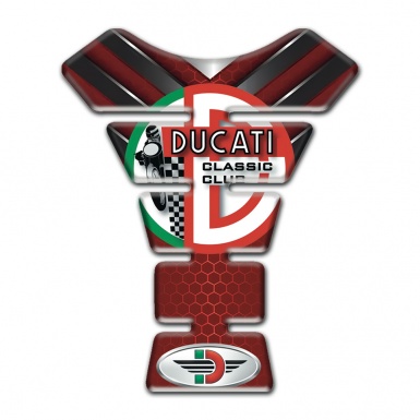 Ducati  Tank Pad Motorbike Red Base with Nikel Elements Style 