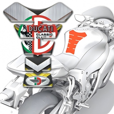 Ducati Tank Guard Pads Silver Yellow Decoration 