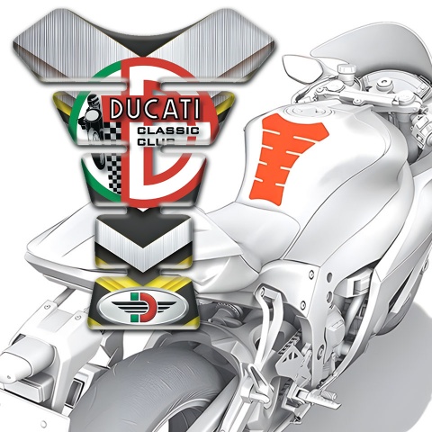 Ducati Tank Guard Pads Silver Yellow Decoration 