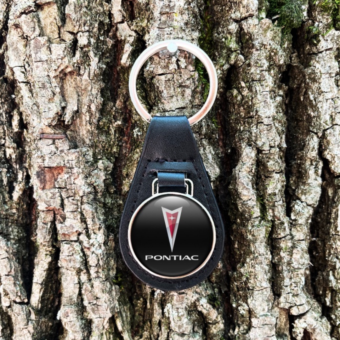 Pontiac Keyring Holder Leather Black Color Classic Logo | Keychains ...