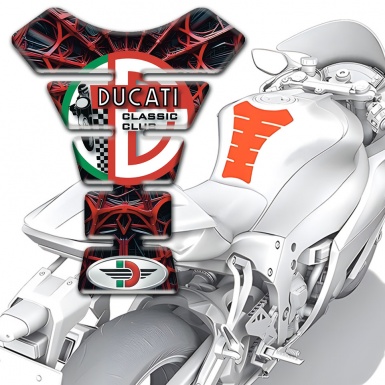 Ducati Tank Pad Motorbike Red Spider Web Effect Version 