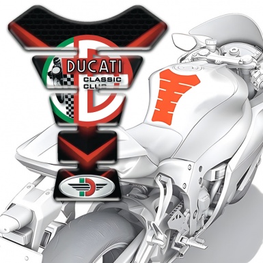 Ducati Tank Pad Protector Black Base with Red V Shape Elements Design 