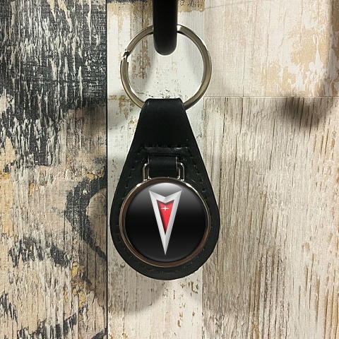 Pontiac Leather Keychain Black Color Classic Logo