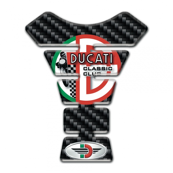 Ducati Tank Guard Pads Classic Club Logo Dark Carbon Version 