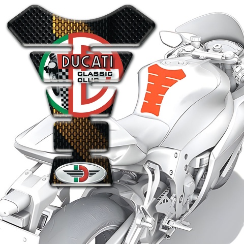 Ducati Tank Pad Protector Classic Club Logo Brown Black Base 