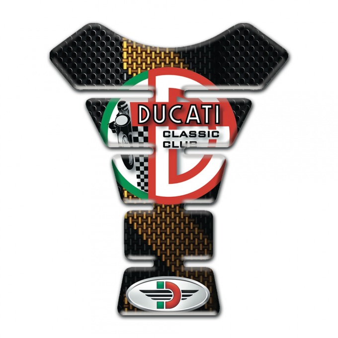 Ducati Tank Pad Protector Classic Club Logo Brown Black Base 