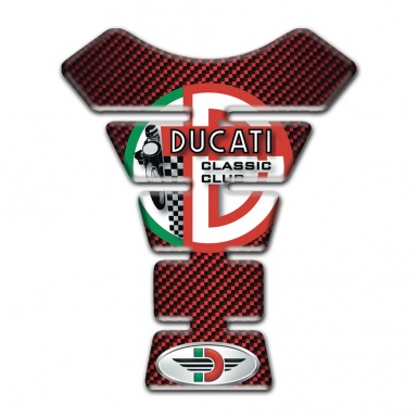 Ducati Tank Pad Motorbike Classic Club Logo Red Carbon Version 