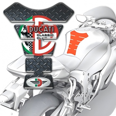 Ducati Tank Guard Pads Classic Club Logo Rough effect Base 
