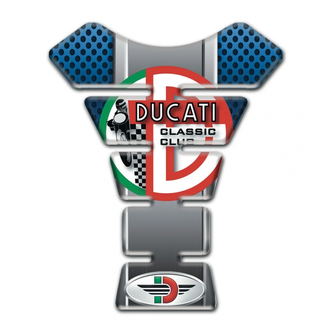 Ducati Tank Pad Motorbike Perforated Blue Surface with Center  Gray Detail 