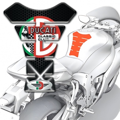 Ducati Tank Guard Pads White Lights Design Classic Club Logo 