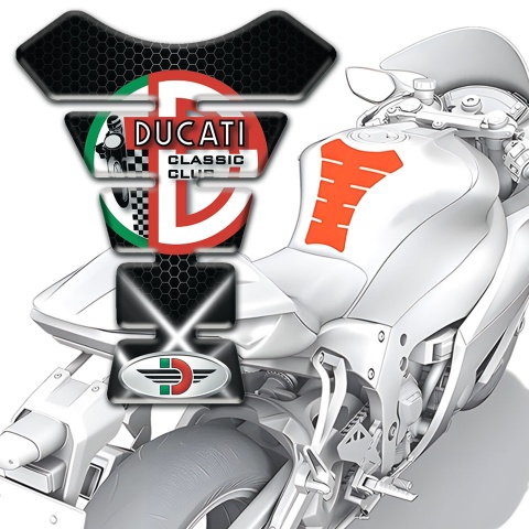 Ducati Tank Guard Pads White Lights Design Classic Club Logo 