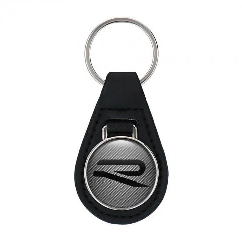 VW R Line Leather Keychain Light Carbon Black Logo
