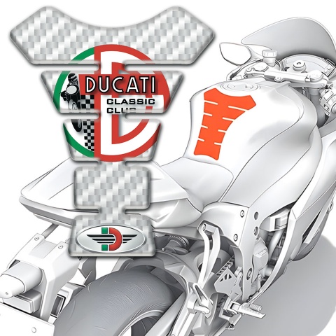 Ducati Tank Fuse White Carbon Base Print 
