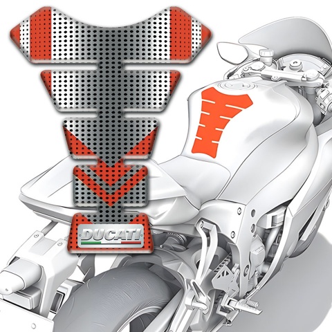 Ducati Tank Pad Motorbike Silver Red Variant 