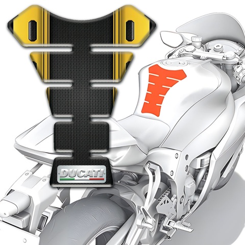 Ducati Tank Pad Motorbike Black Yellow Print Type 