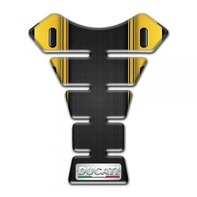 Ducati Tank Pad Motorbike Black Yellow Print Type 