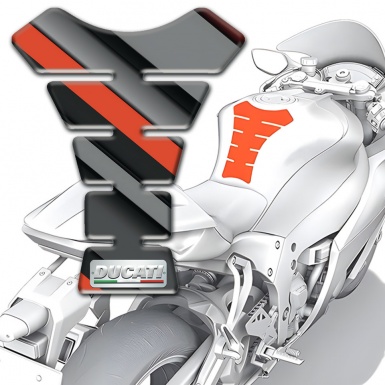 Ducati Tank Guard Pads Diagonal Orange Gray Print 