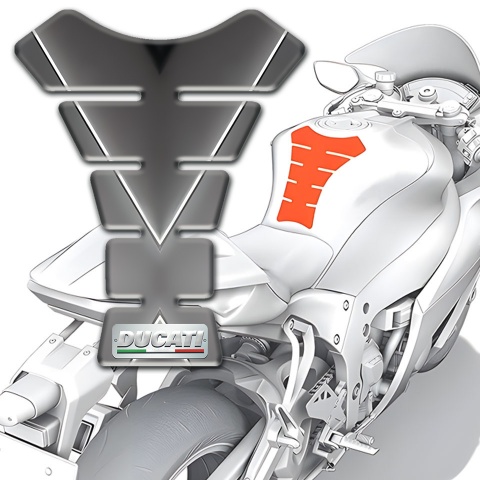 Ducati Tank Fuse Gray Base with V Shape White Stripe 