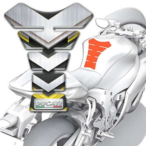 Ducati Tank Pad Motorbike Silver Yellow Details edition 