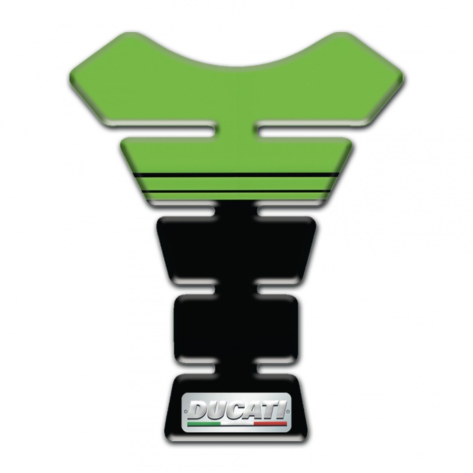Ducati Tank Guard Pads Green Black Horizontal Halves Design 