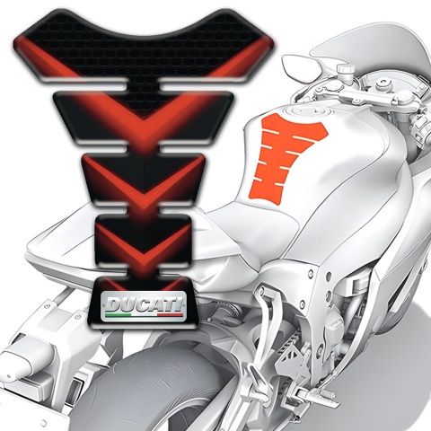 Ducati Tank Fuse Black with Red V Shape lights Effect 